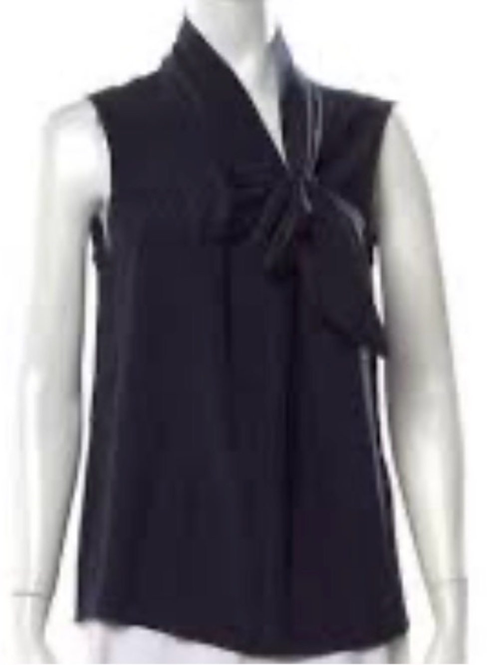 CHANEL Vintage Pre-Fall 2007 Navy Sleeveless Blouse with Bow — Karl Lagerfeld